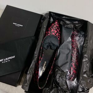Saint Laurent Red and Black Star Flats